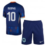 Niederlande Memphis Depay #10 Auswärts Trikotsatz Kinder EM 2024 Kurzarm (+ Kurze Hosen)